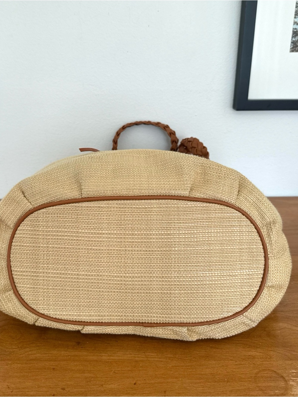 Michael Kors Large Braided Raffia Shoulder Bag in Natural/Tan - Picture 6 of 9